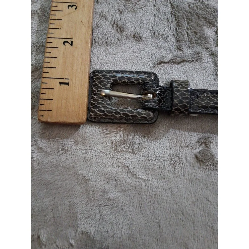 Ann Taylor  Genuine Leather Snakeskin  Belt Small Gray Classic Preppy Skinny